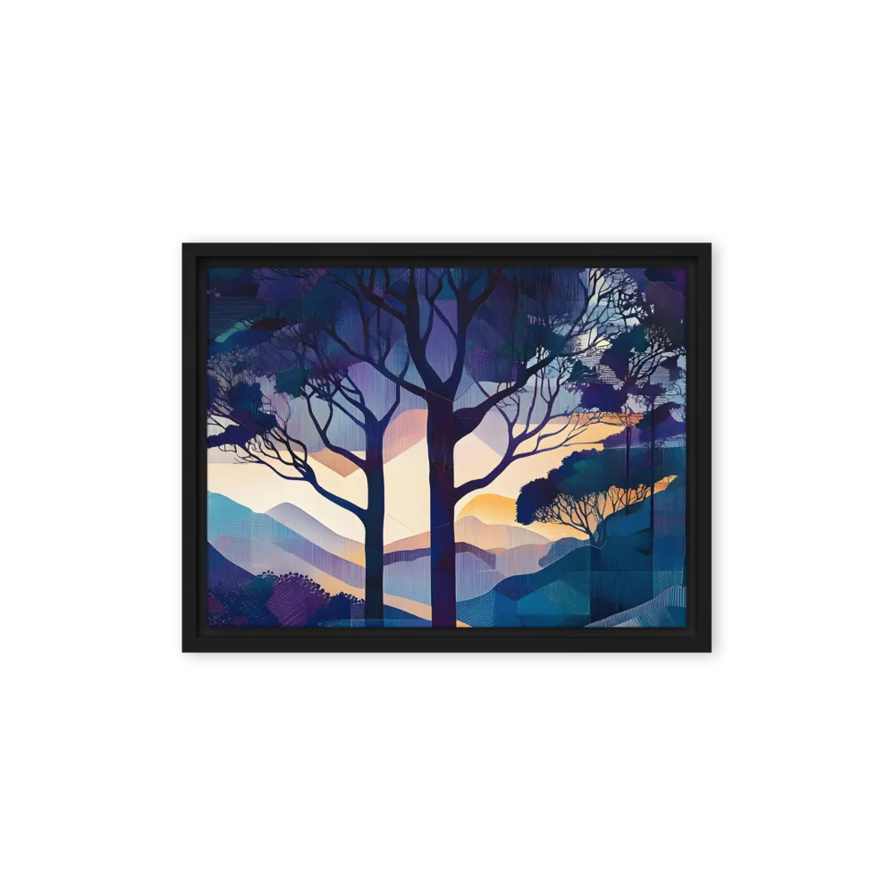 Tranquil Geometry: A Journey Through Color | Canvas with Black Frame | 12″×16″