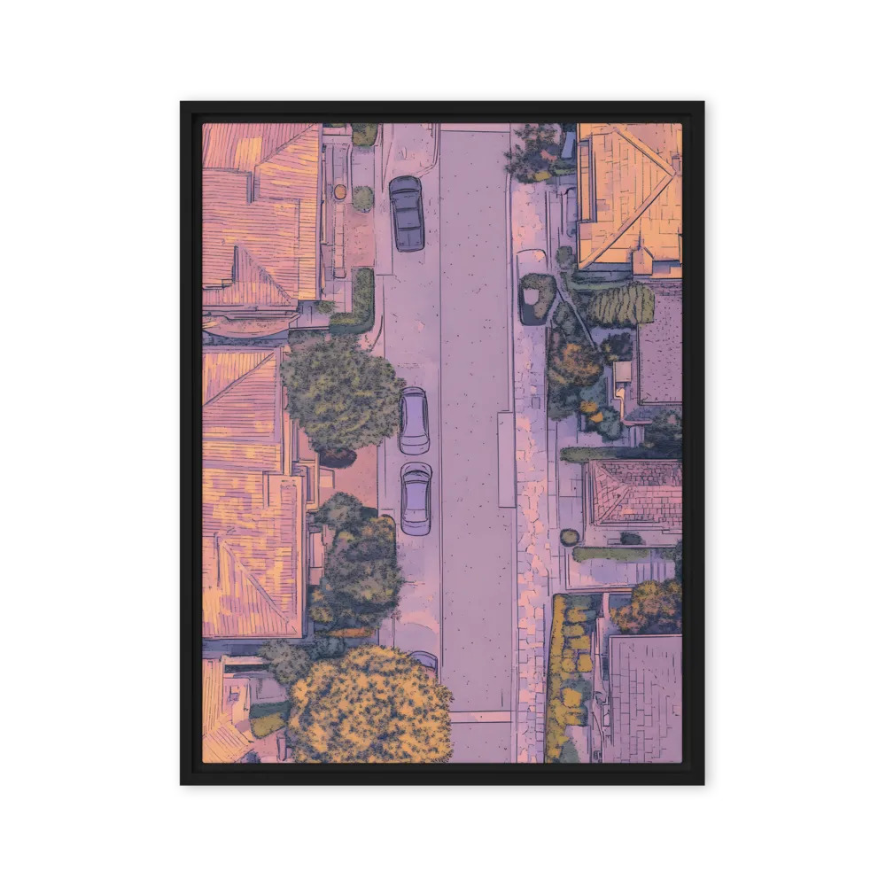 Aerial Serenity: Suburban Oasis | Canvas with Black Frame | 24″×32″