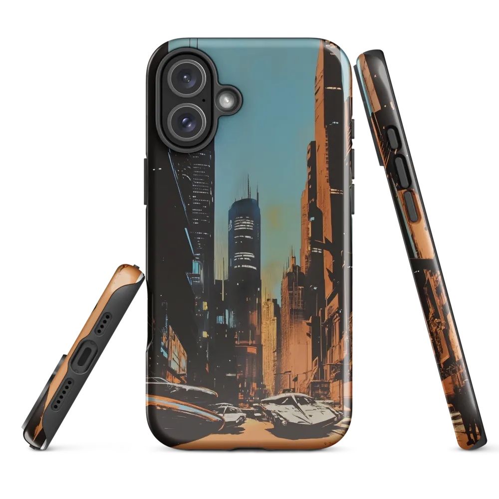 Futuristic Cityscape in Blue and Orange