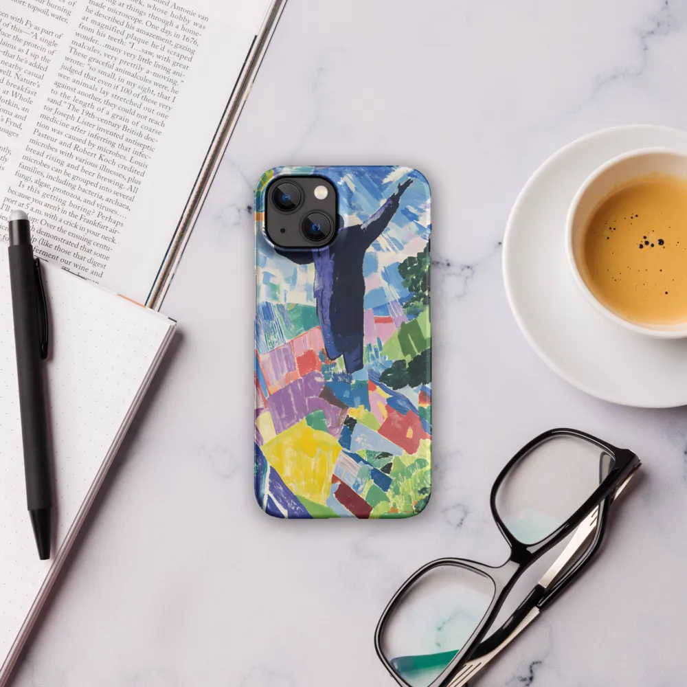 Elysium: A Soaring Figure Amidst Colorful Landscapes | Phone Case |  13 | Snap Case | Matte