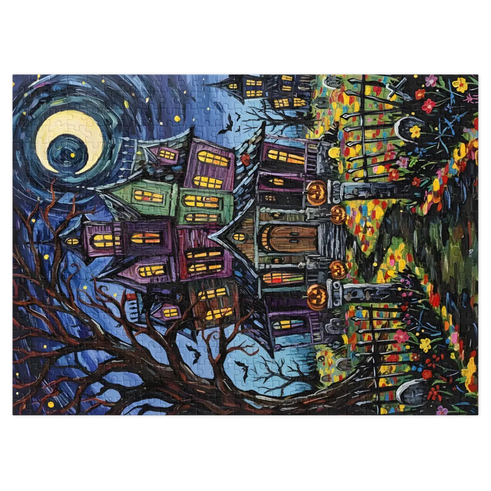 Whimsical Haunted Manor 
 Jigsaw Puzzle in Tin Box