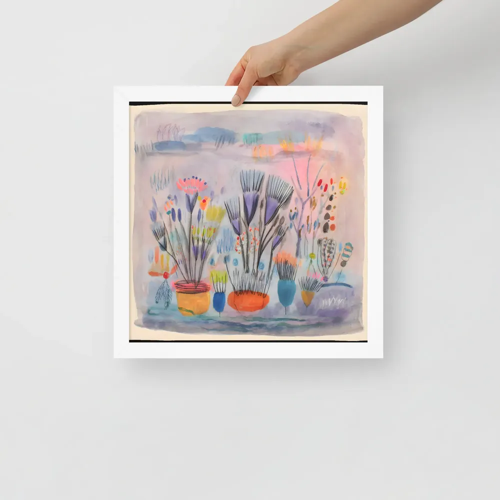 Dreamy Botanical Study 
 Poster with White Frame | 14″x 14″