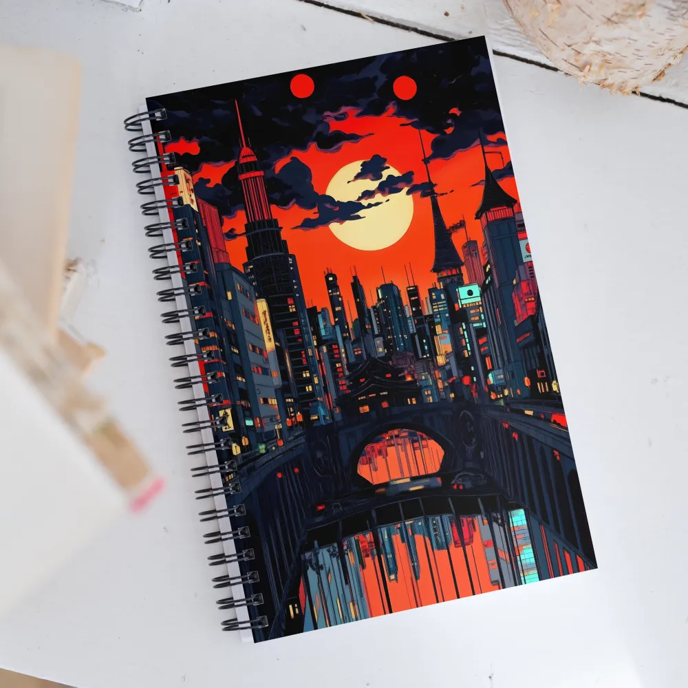 Nightfall in a Neon City | Spiral Notebook