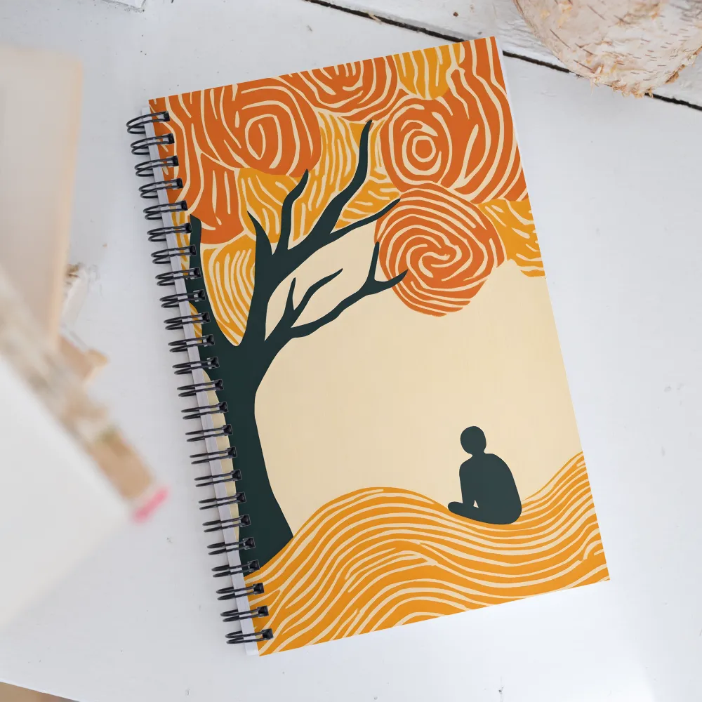 Silent Reflections under Swirling Leaves | Spiral Notebook