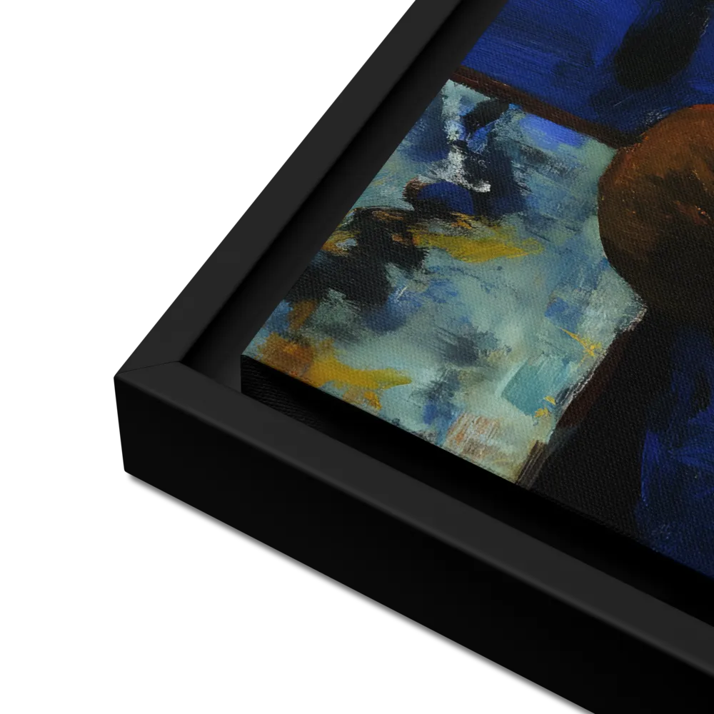 Contemplation Under the Night Sky | Canvas with Black Frame | 12″×16″
