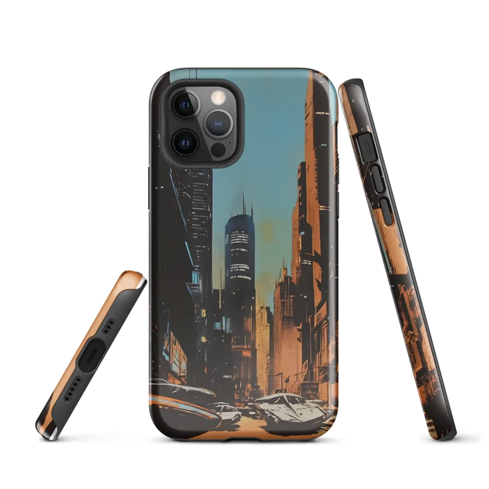 Futuristic Cityscape in Blue and Orange