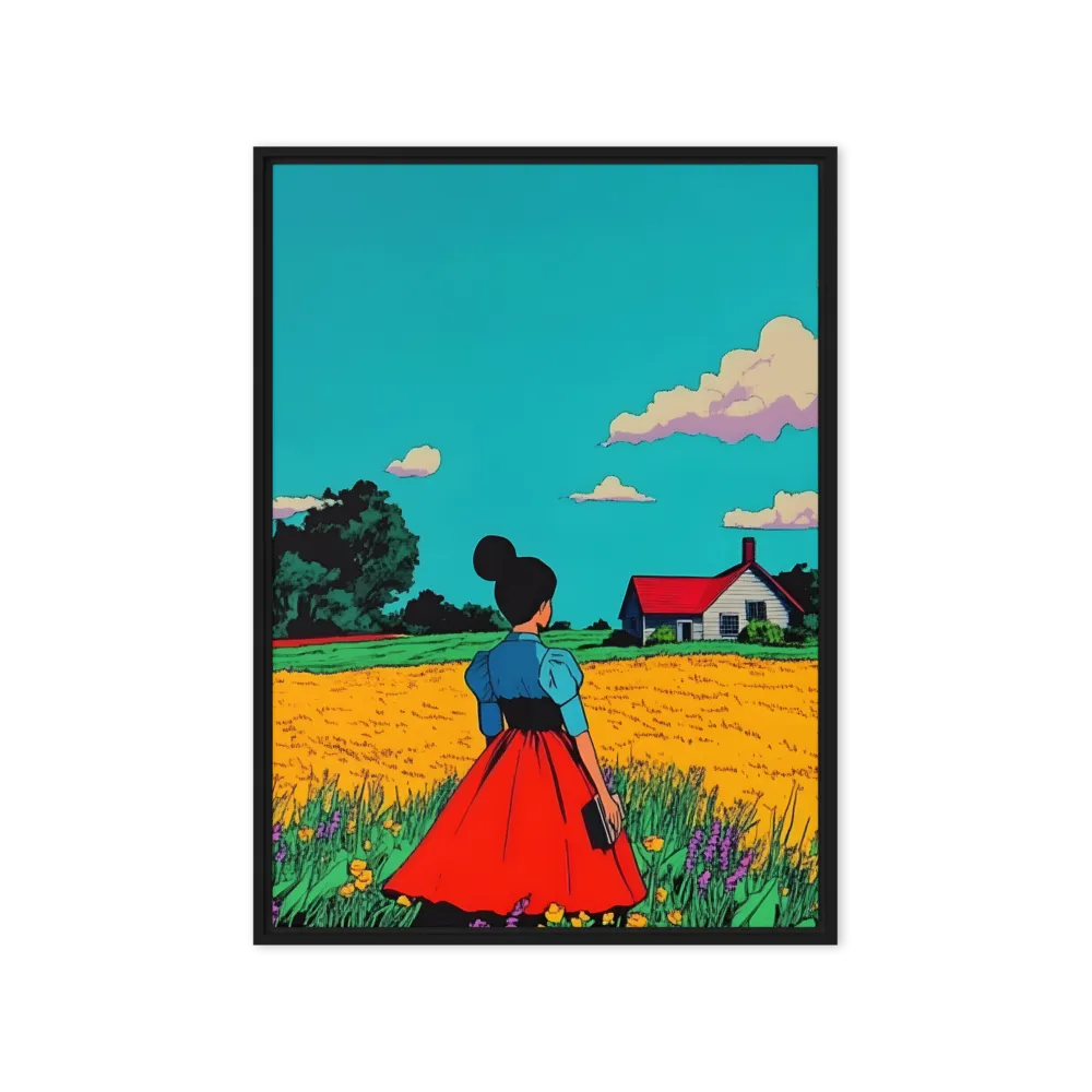 Whispers of a Sunlit Meadow | Canvas with Black Frame | 20″×28″
