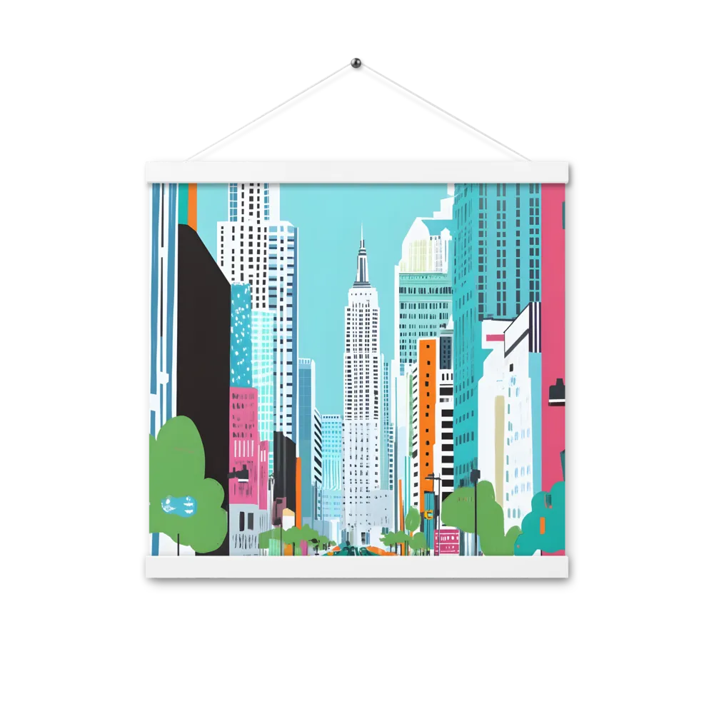 Urban Symphony: A Modern Cityscape | Poster With White Wood Hanger | 16″×16″