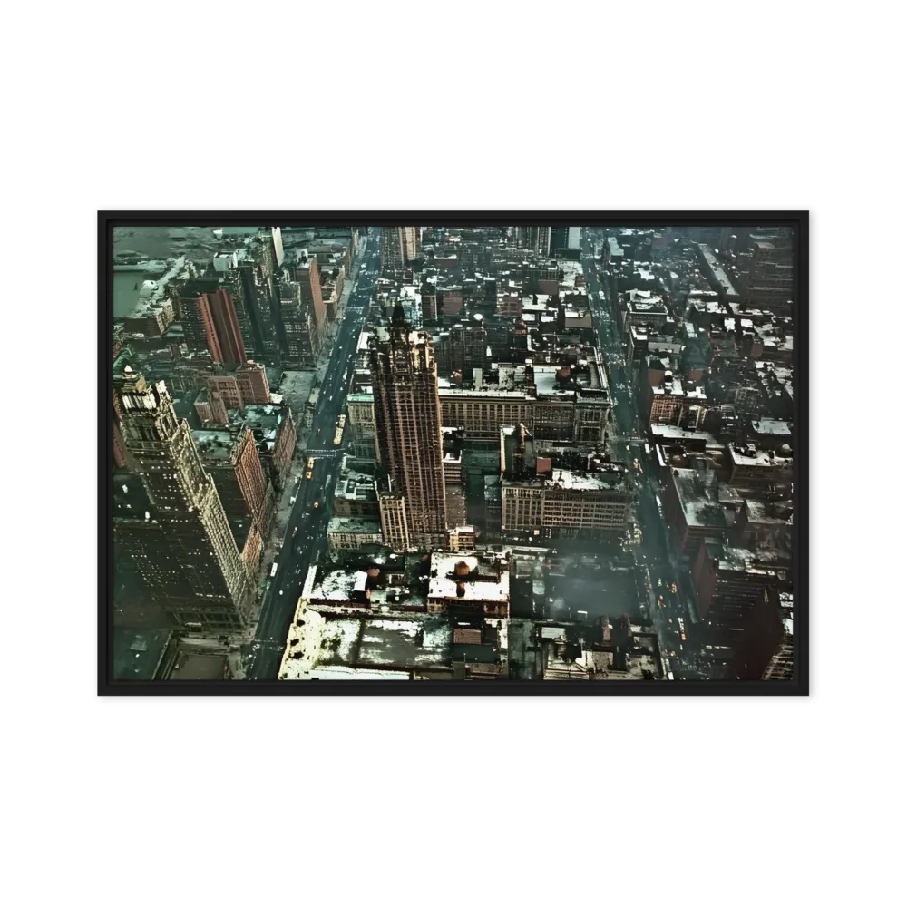 Aerial Symphony of Urban Life | Canvas with Black Frame | 20″×30″