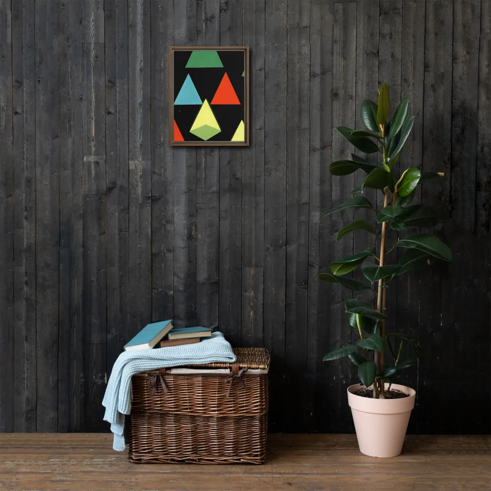 Geometric Harmony in Color | Canvas with Brown Frame | 11″×14″