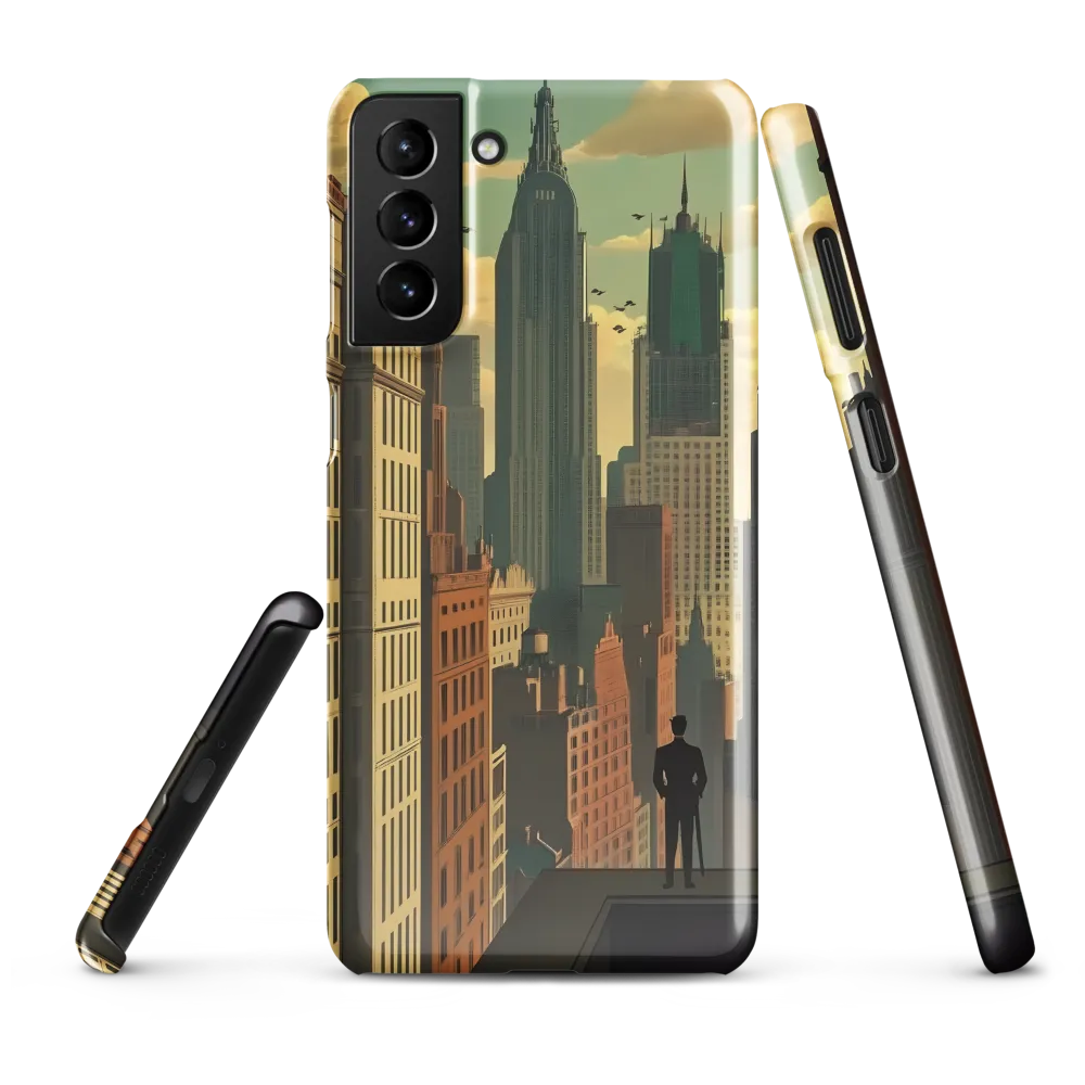 Urban Dreams: A Silhouette in Art Deco Cityscape
