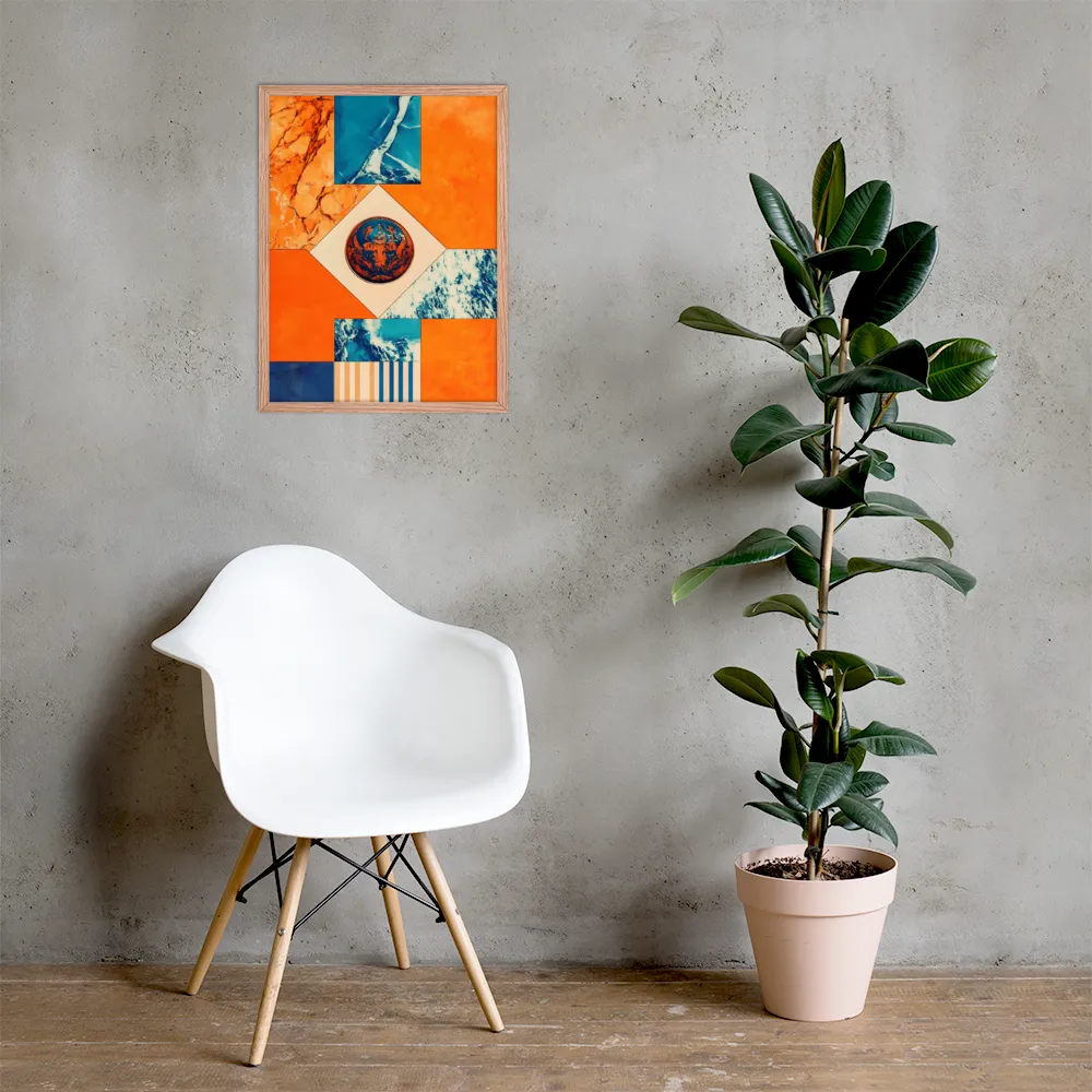 Harmonious Encounters: Abstract Geometry | Poster with Red oak Frame | 18″×24″