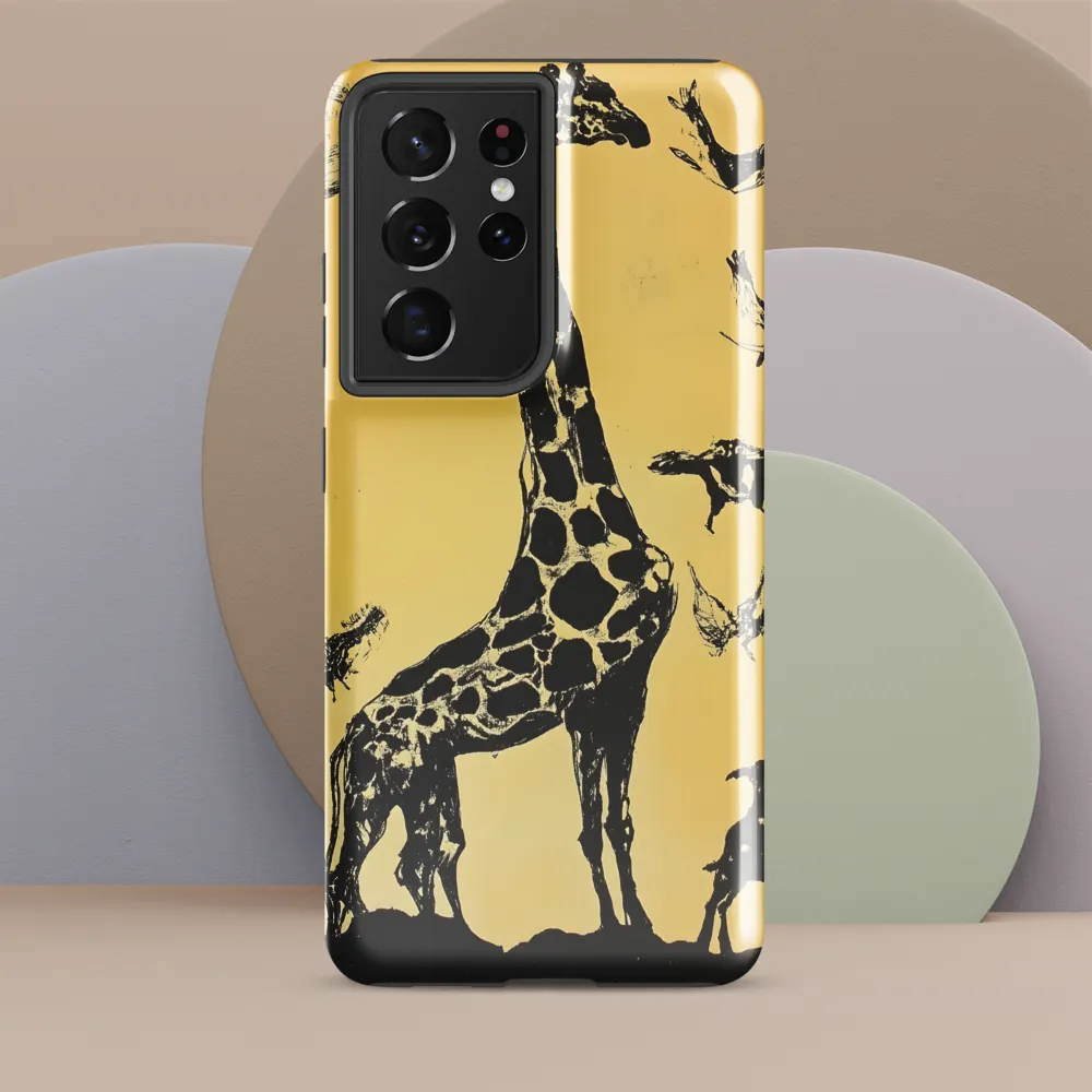 Whimsical Harmony of Giraffe and Birds