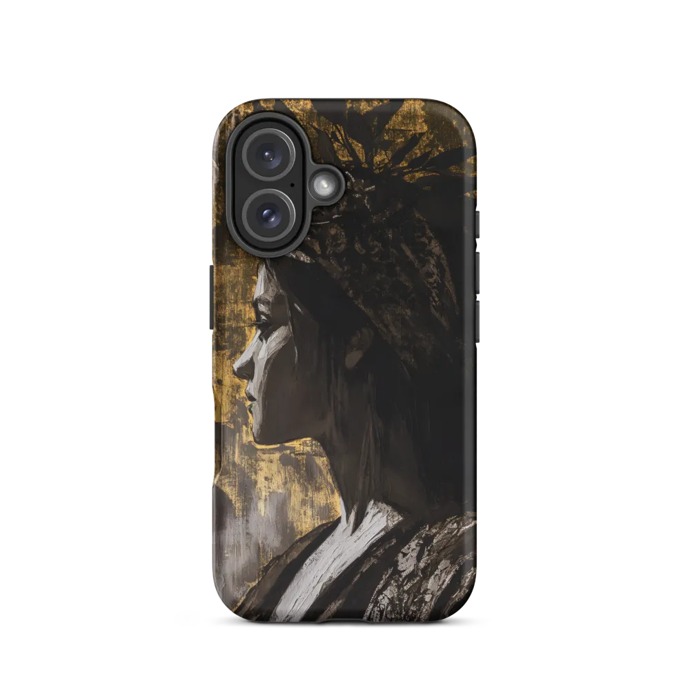 Golden Elegance: A Modern Profile Portrait | Phone Case