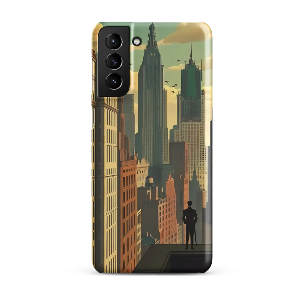 Urban Dreams: A Silhouette in Art Deco Cityscape