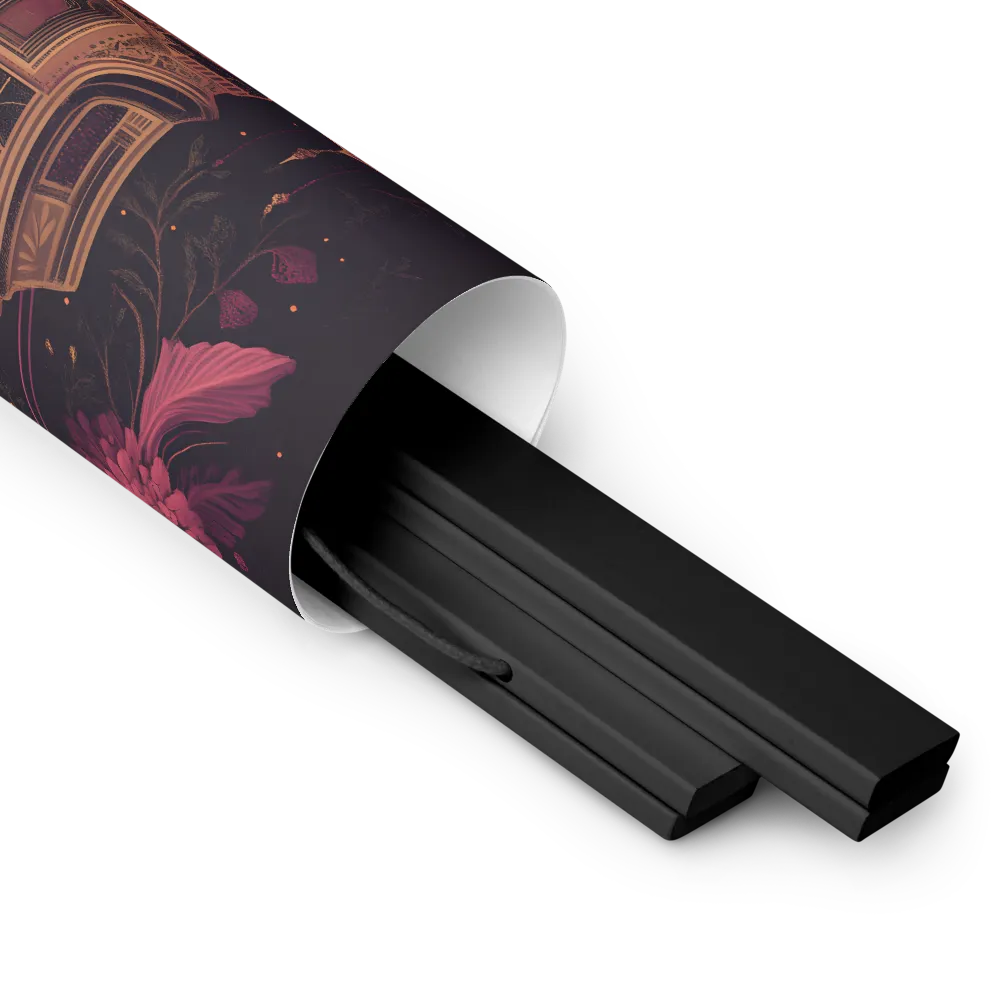 Ornate Harmony: A Digital Floral Architecture | Poster With Black Wood Hanger | 10″×10″