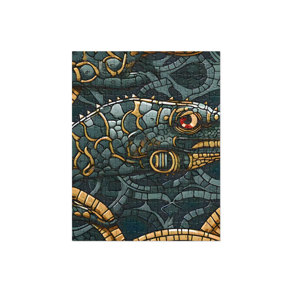 Reptilian Elegance: A Digital Art Nouveau Tapestry | Jigsaw Puzzle | 252 pieces