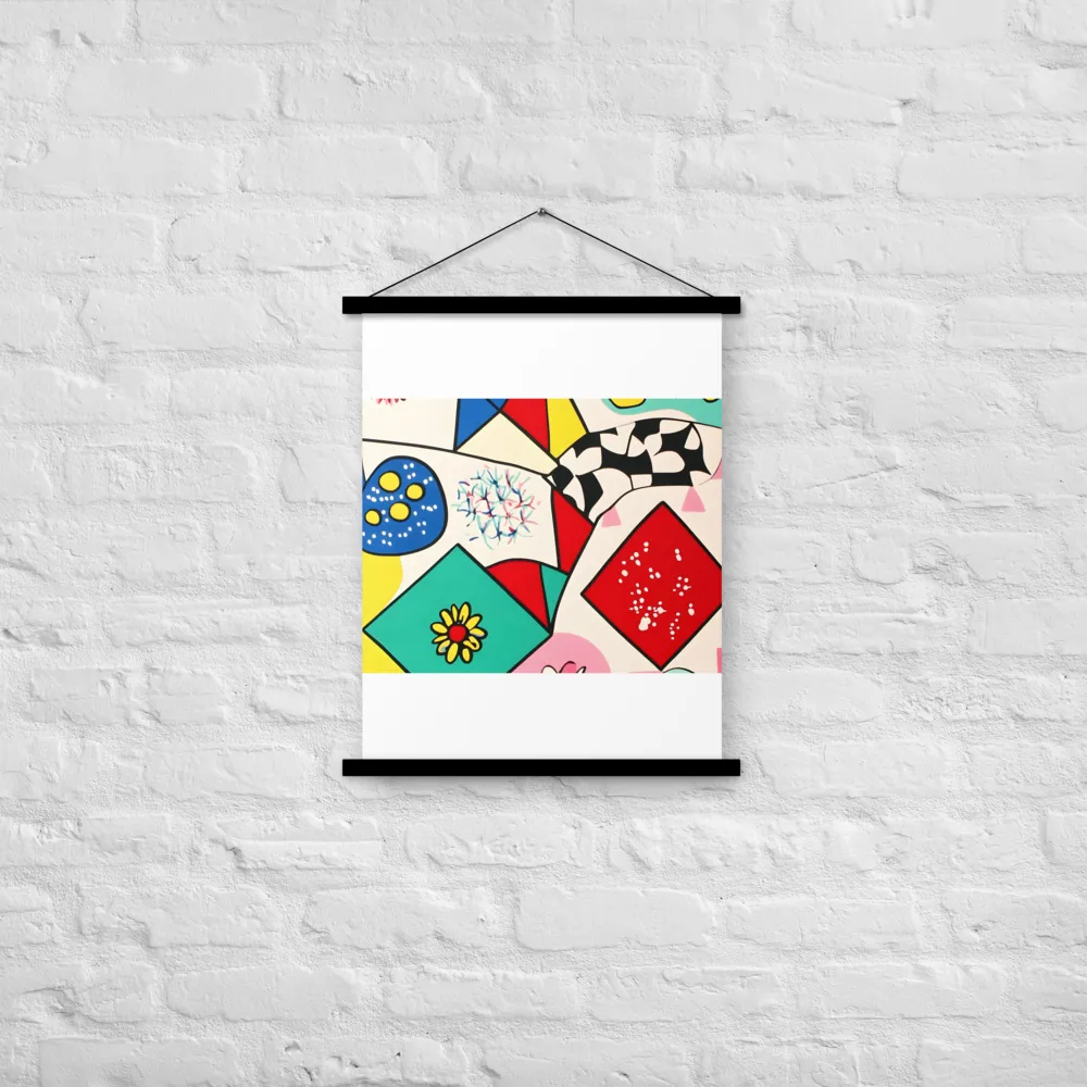 Joyful Geometry: A Playful Dance of Shapes and Colors | Poster With Black Wood Hanger | 18″×24″
