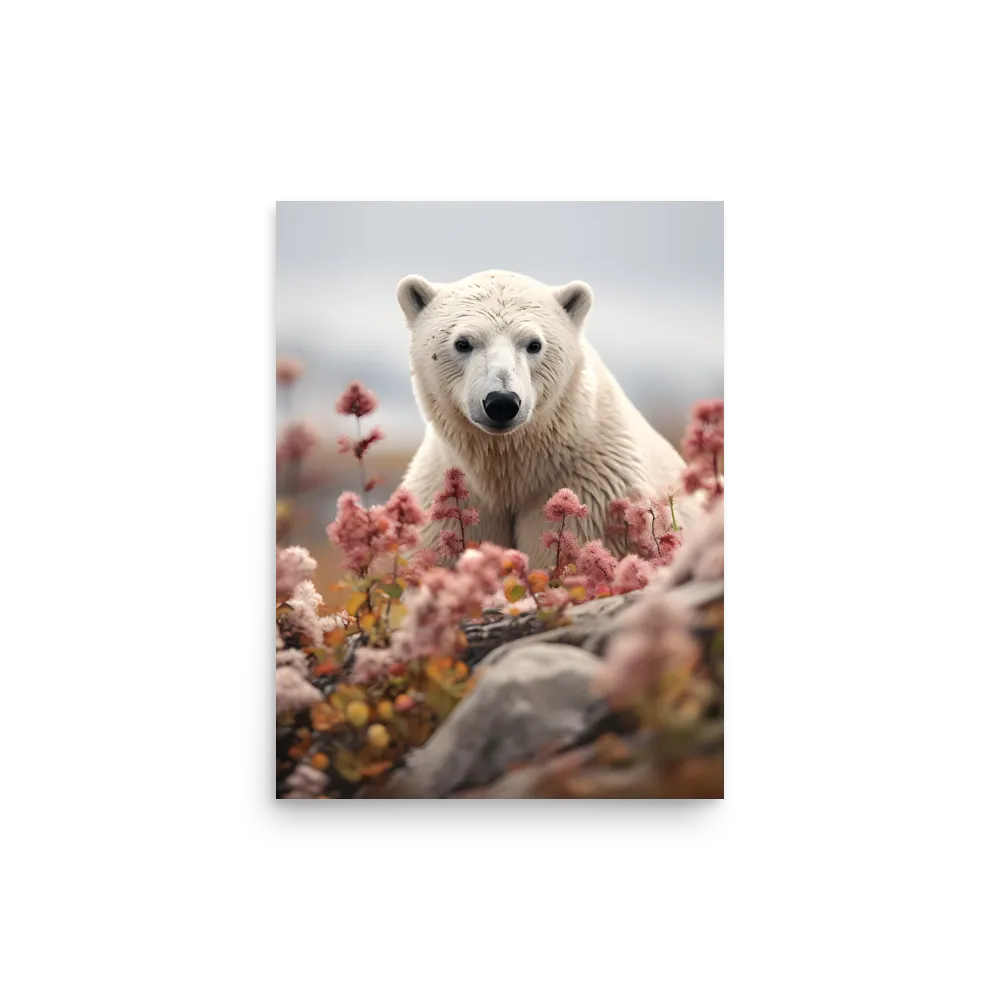 Curiosity Among Blooms: The Polar Bear | Poster | 12″×16″