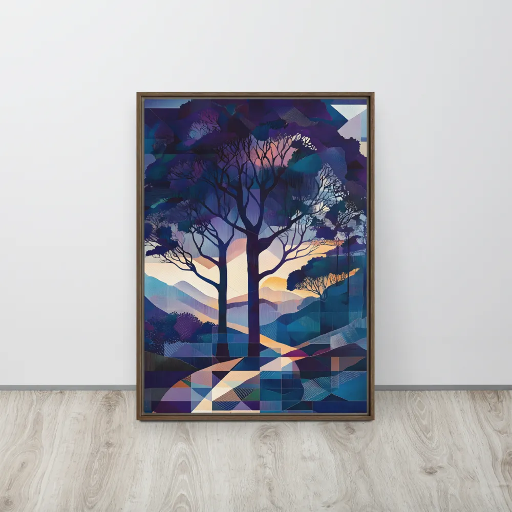 Tranquil Geometry: A Journey Through Color | Canvas with Brown Frame | 20″×28″