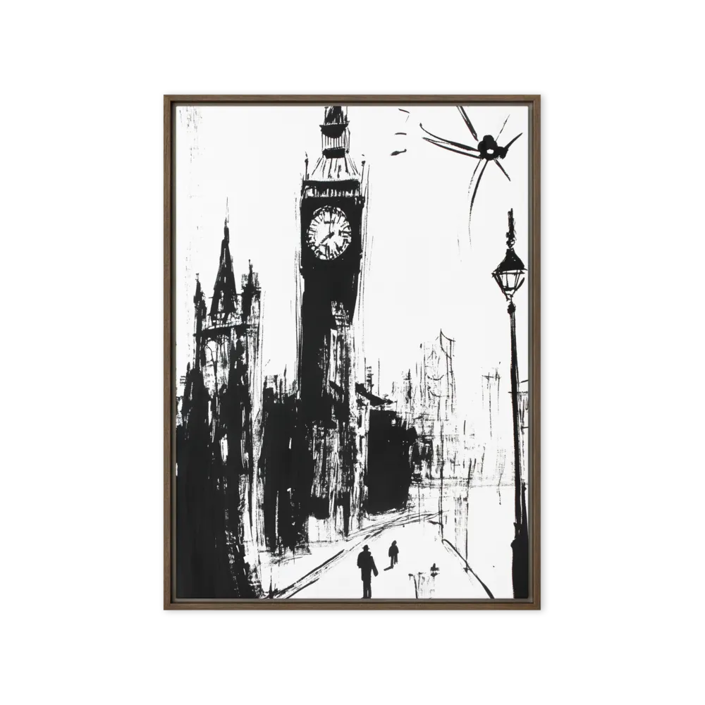 Clock Tower in Motion | Canvas with Brown Frame | 20″×28″