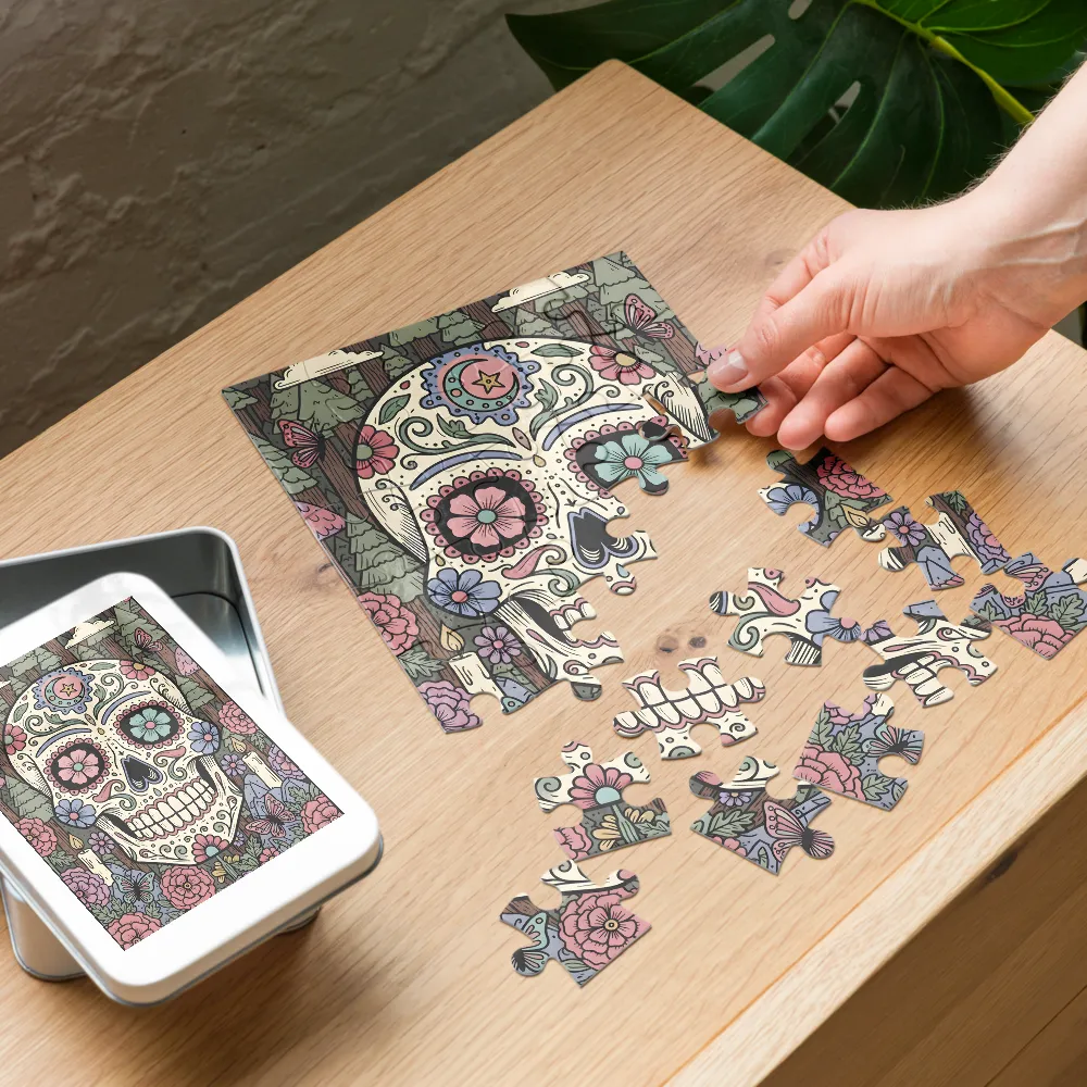 Sugar Skull in Bloom 
 Jigsaw Puzzle in Tin Box