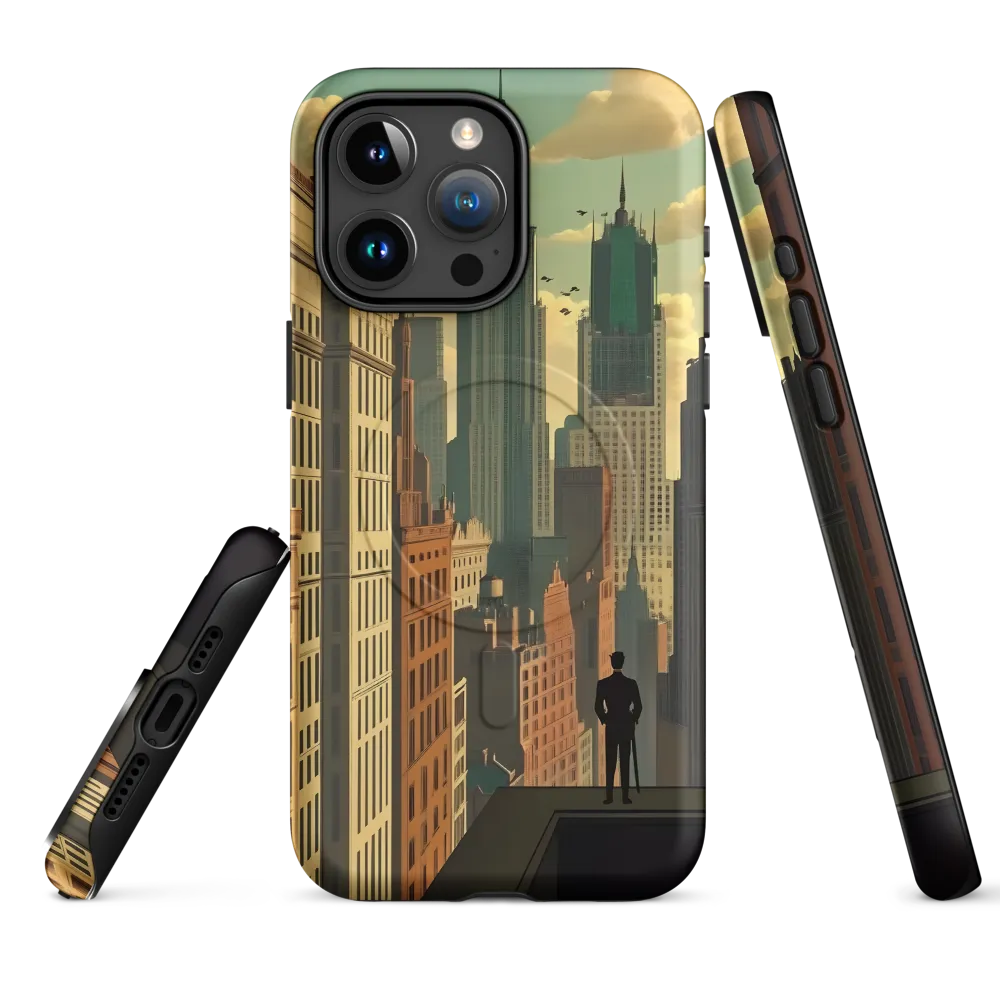 Urban Dreams: A Silhouette in Art Deco Cityscape