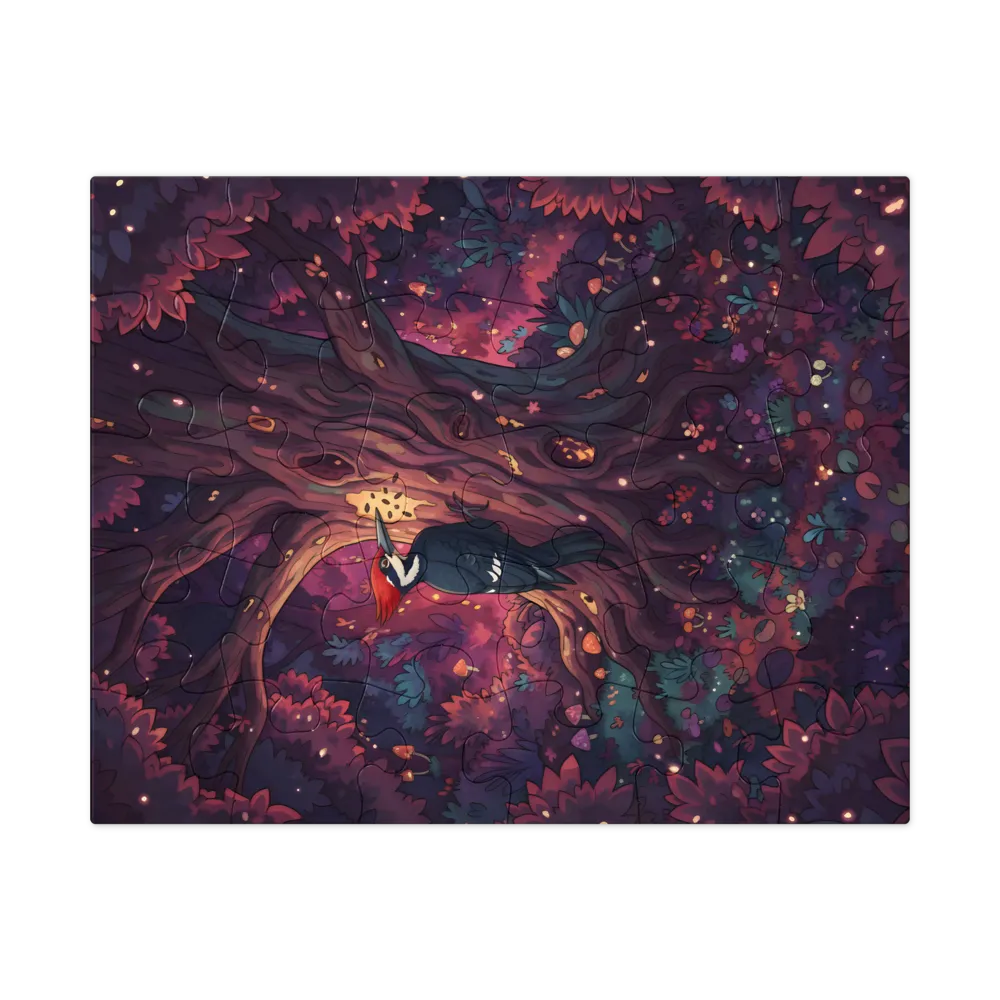 Woodpecker & the Glowing Tree 
 Jigsaw Puzzle in Tin Box