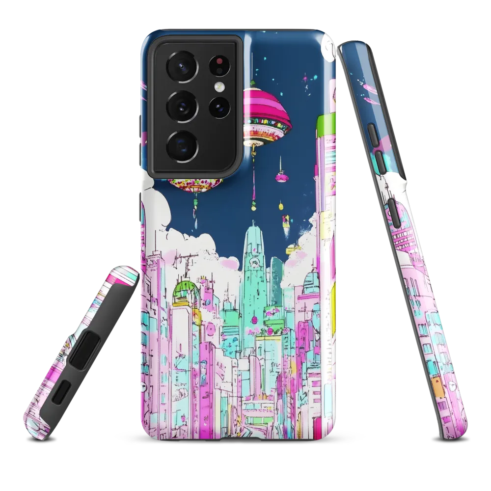 Futuristic Cityscape with Floating Structures | Phone Case |  S21 Ultra | Tough Case | Glossy