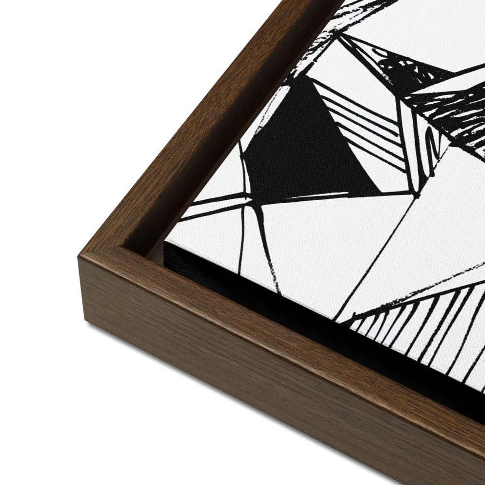 Dynamic Geometry in Ink | Canvas with Brown Frame | 12″×12″