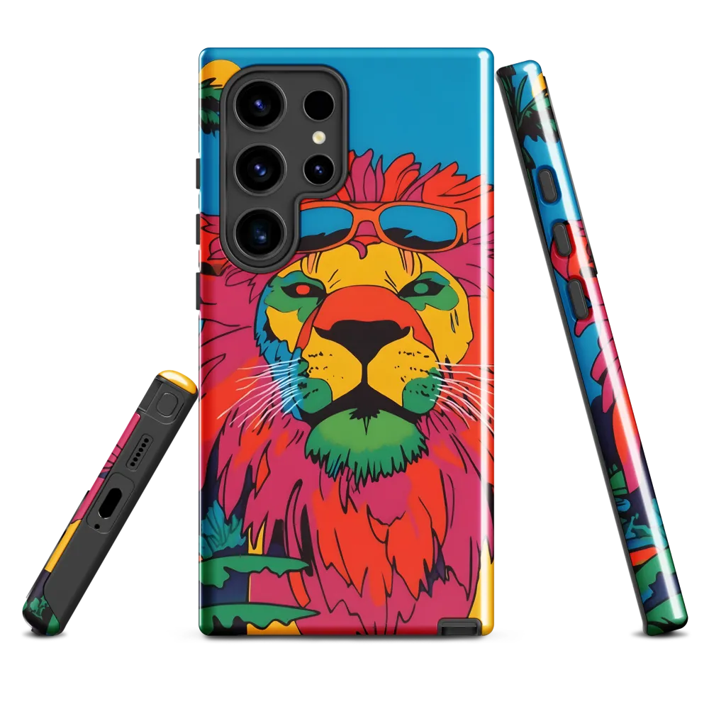 Lion with Sunglasses: A Vibrant Tropical Portrait