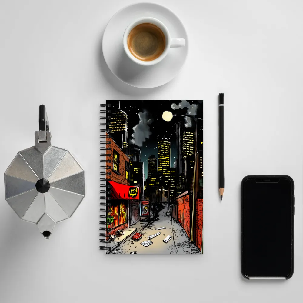 Nocturnal Cityscape: The Hidden Alley | Spiral Notebook