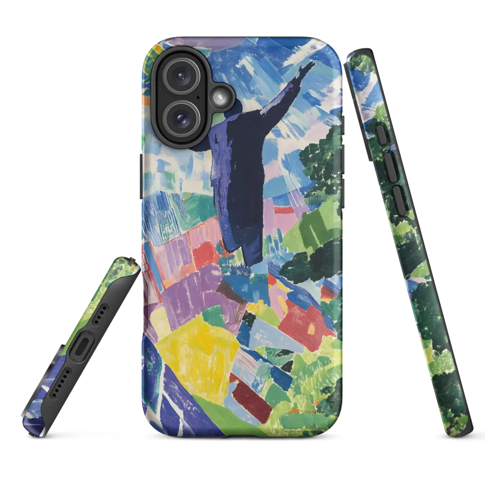 Elysium: A Soaring Figure Amidst Colorful Landscapes | Phone Case |  16 Plus | Tough Case | Matte