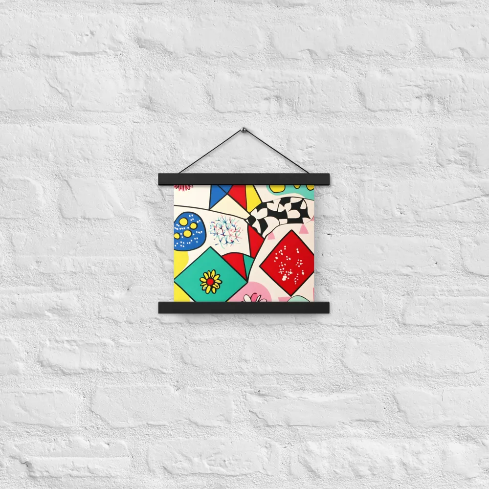 Joyful Geometry: A Playful Dance of Shapes and Colors | Poster With Black Wood Hanger | 10″×10″