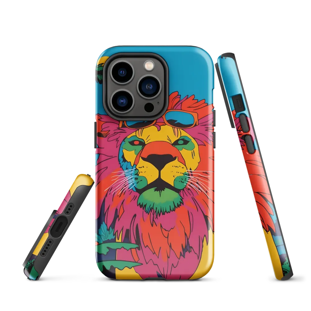 Lion with Sunglasses: A Vibrant Tropical Portrait