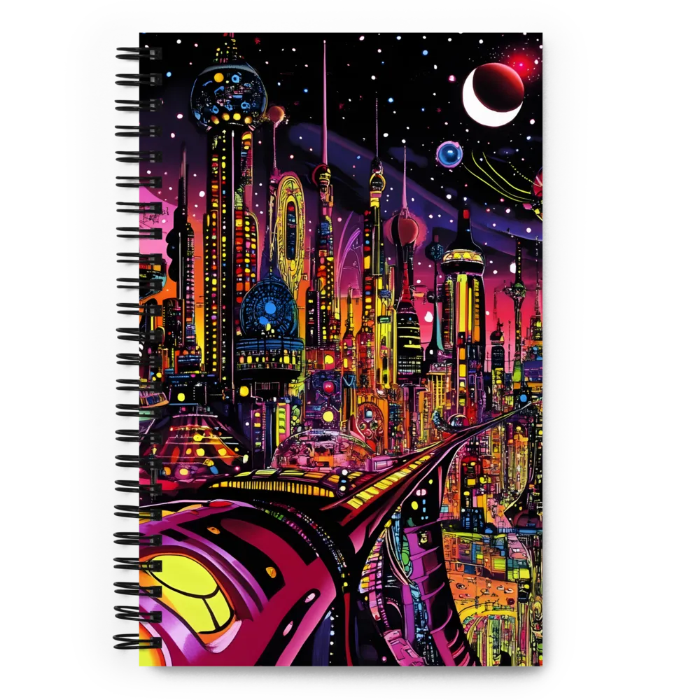 Neon Odyssey: A Journey Through Futuristic Realms | Spiral Notebook