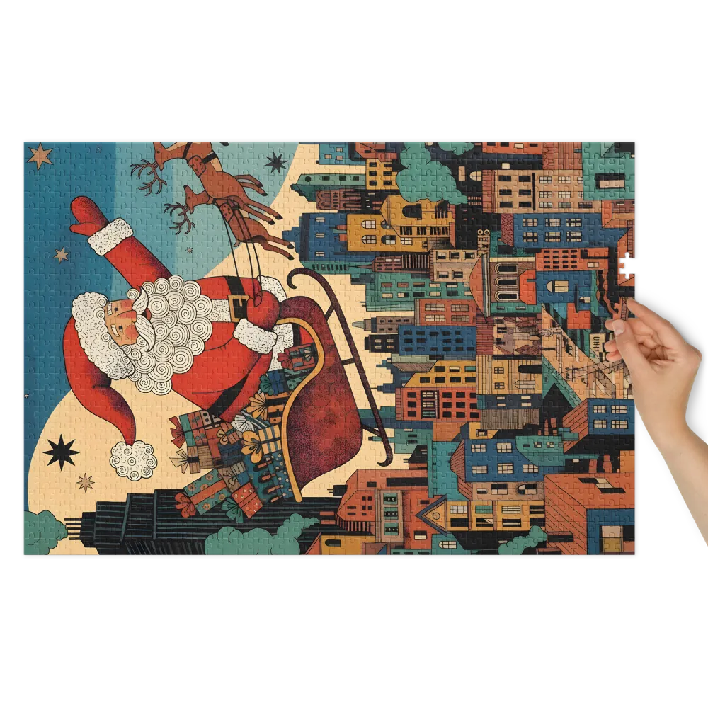 Santa's Christmas Eve Flight 
 Jigsaw Puzzle in Tin Box
