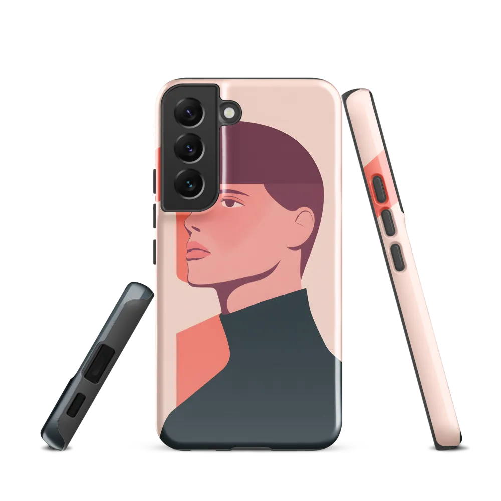 Contemplative Portrait in Minimalism | Phone Case |  S22 | Tough Case | Glossy