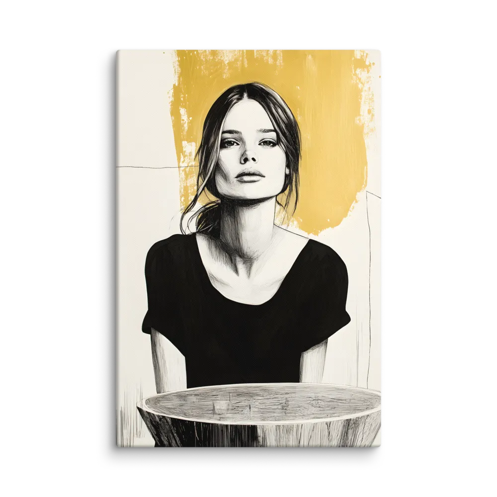 Golden Serenity: A Minimalist Portrait | Canvas | 32″×48″