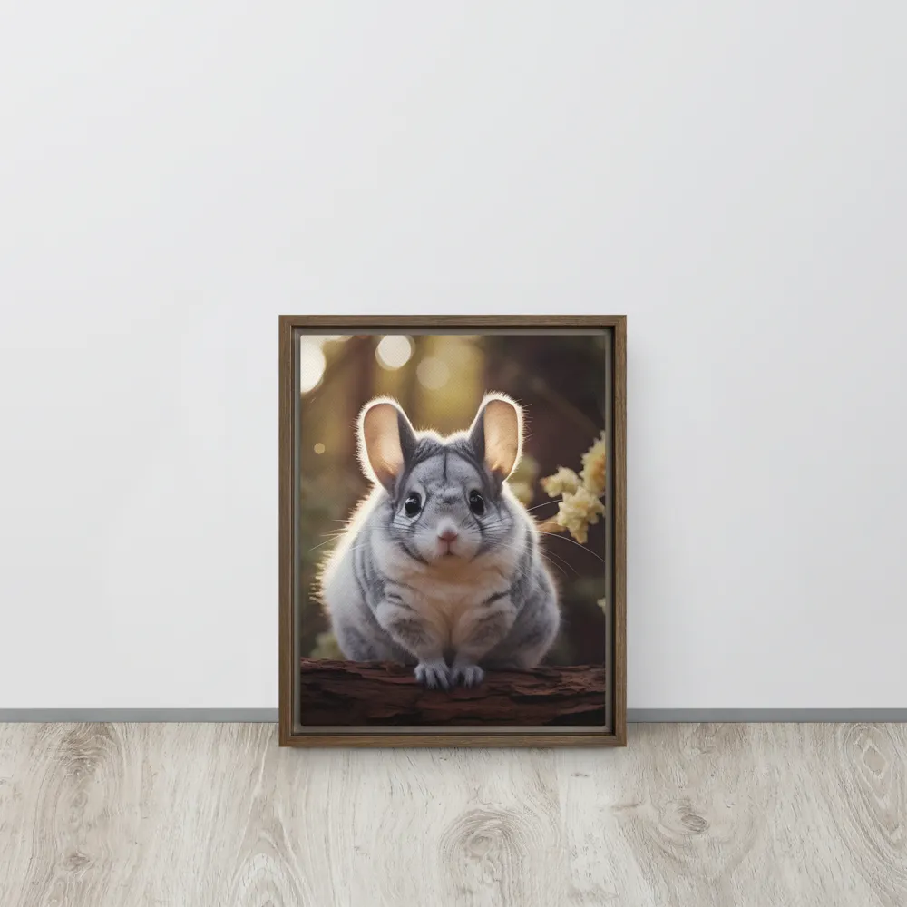 Curious Chinchilla in the Forest | Canvas with Brown Frame | 11″×14″