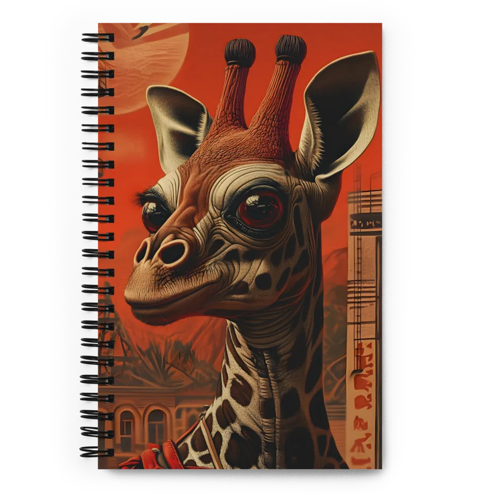 Whimsical Giraffe in an Orange Dreamscape | Spiral Notebook