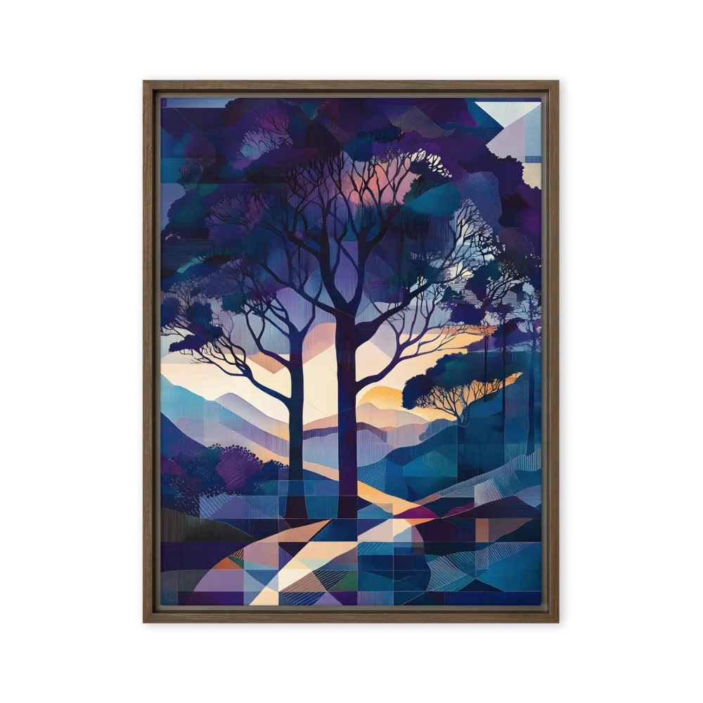 Tranquil Geometry: A Journey Through Color | Canvas with Brown Frame | 24″×32″