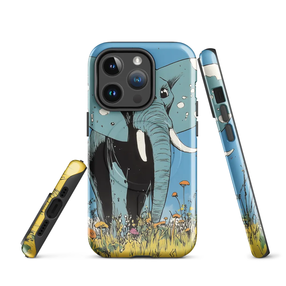 Whimsical Blue Elephant in Bloom