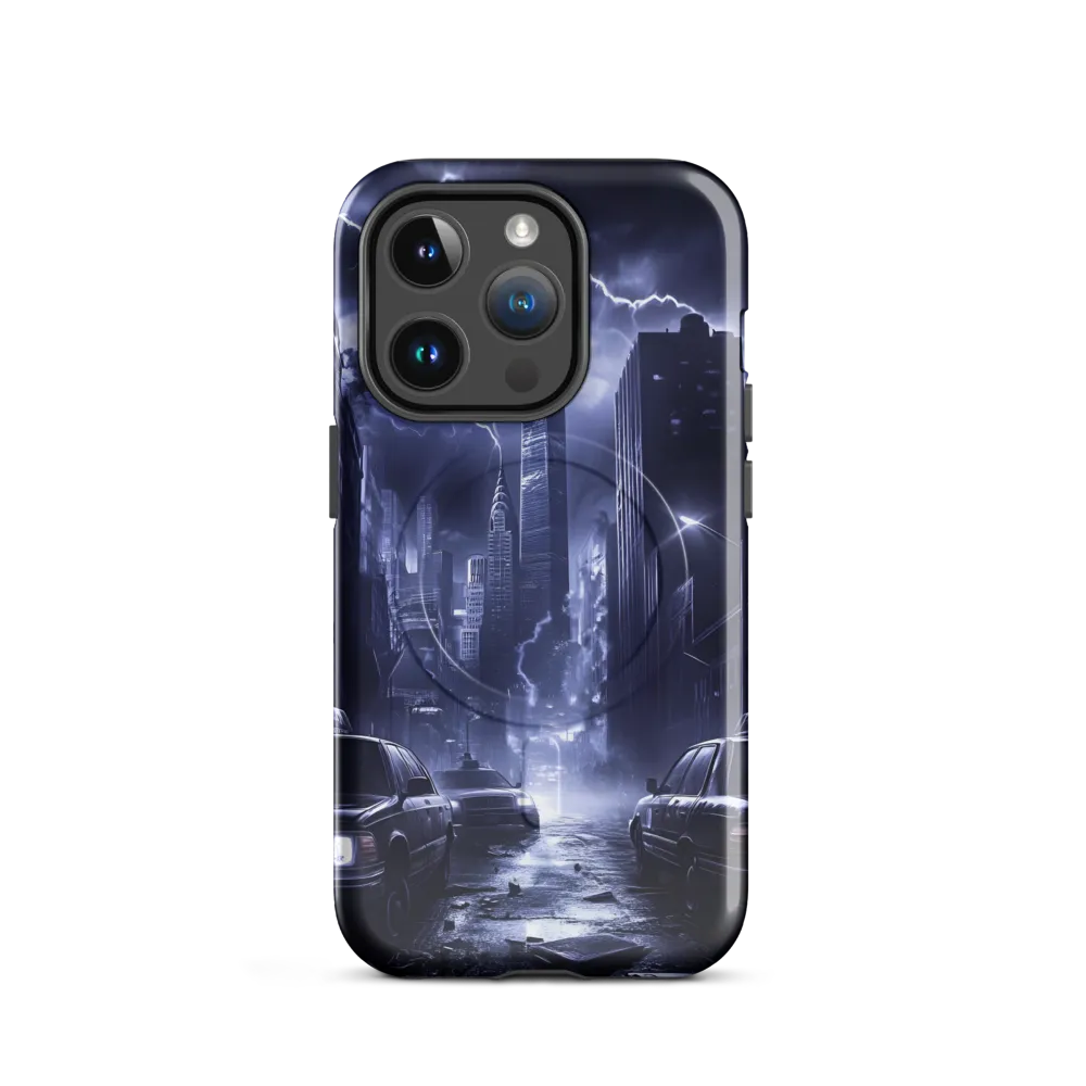 Stormy Cityscape: Shadows of the Night | Phone Case |  14 Pro | MagSafe® Tough Case | Glossy
