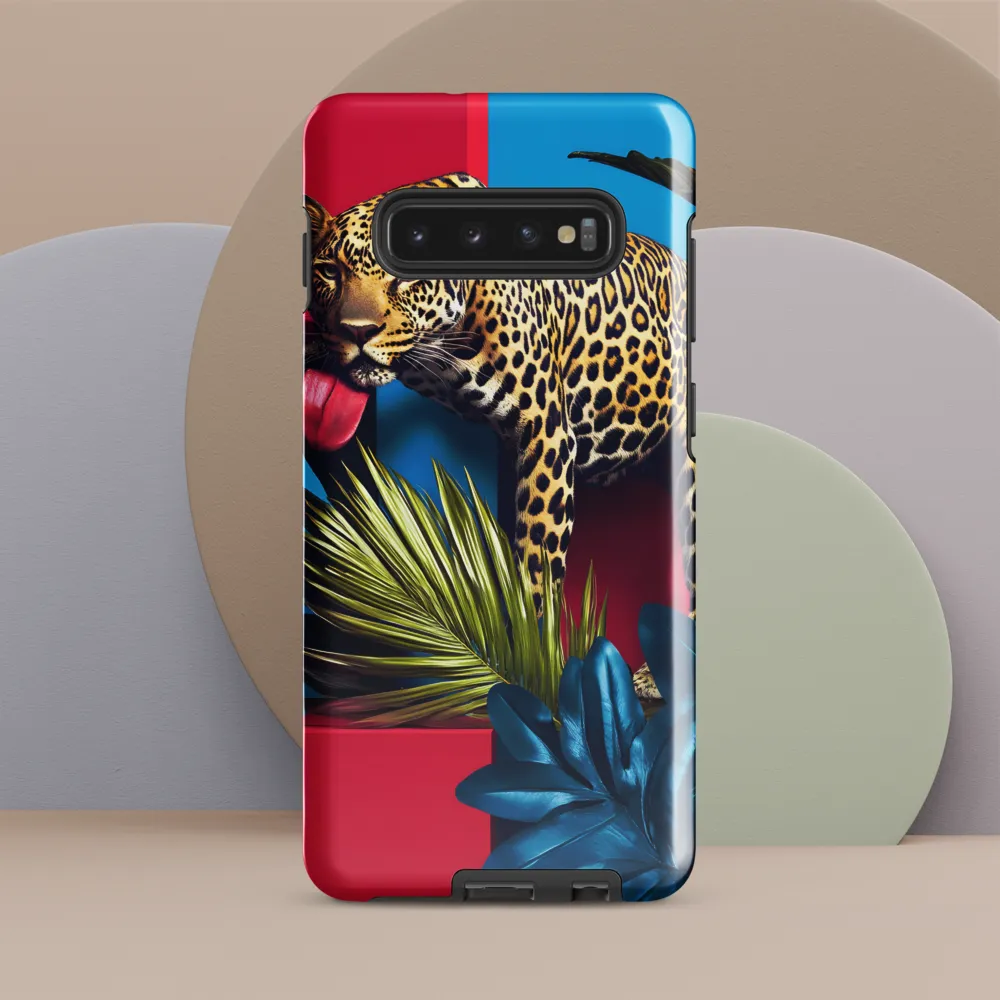 Playful Leopard in Vibrant Paradise | Phone Case |  S10 Plus | Tough Case | Glossy