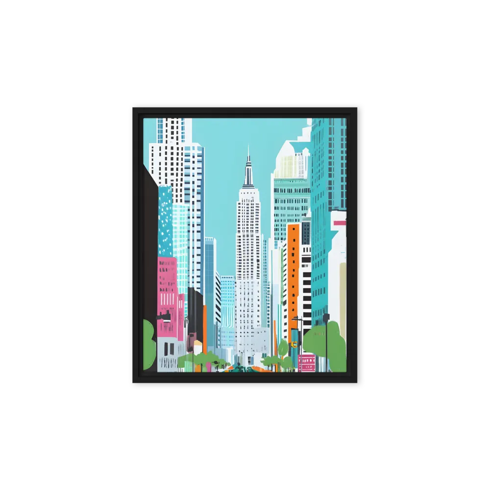 Urban Symphony: A Modern Cityscape | Canvas with Black Frame | 8″×10″
