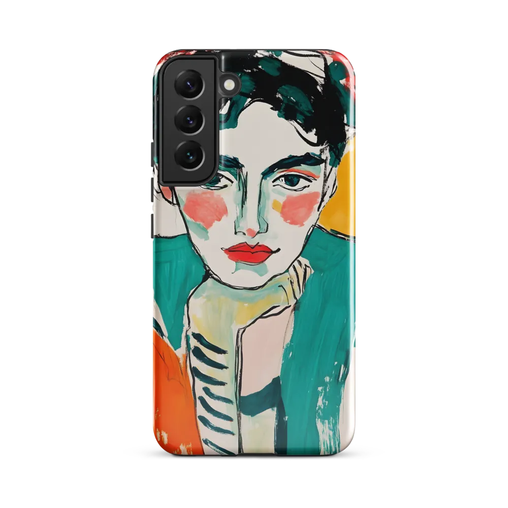 Contemplative Portrait in Bold Hues | Phone Case |  S22 Plus | Tough Case | Glossy