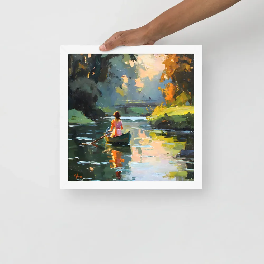Rowing at Dusk 
 Poster with White Frame | 14″x 14″