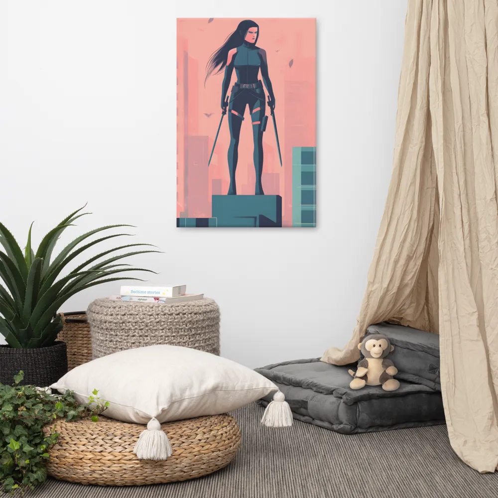 Urban Sentinel: A Warrior's Stand | Canvas | 24″×36″