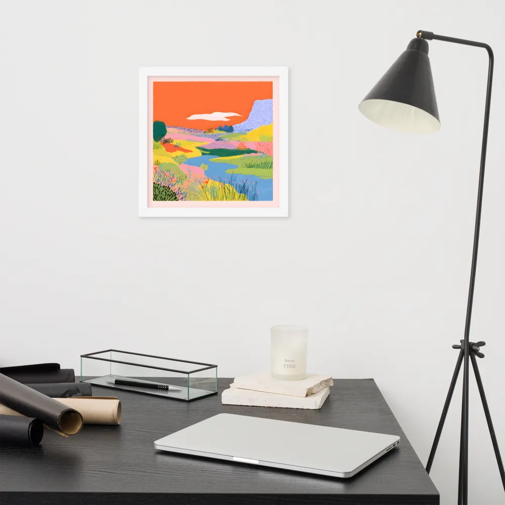 Orange Sky Meadow 
 Poster with White Frame | 12″x 12″